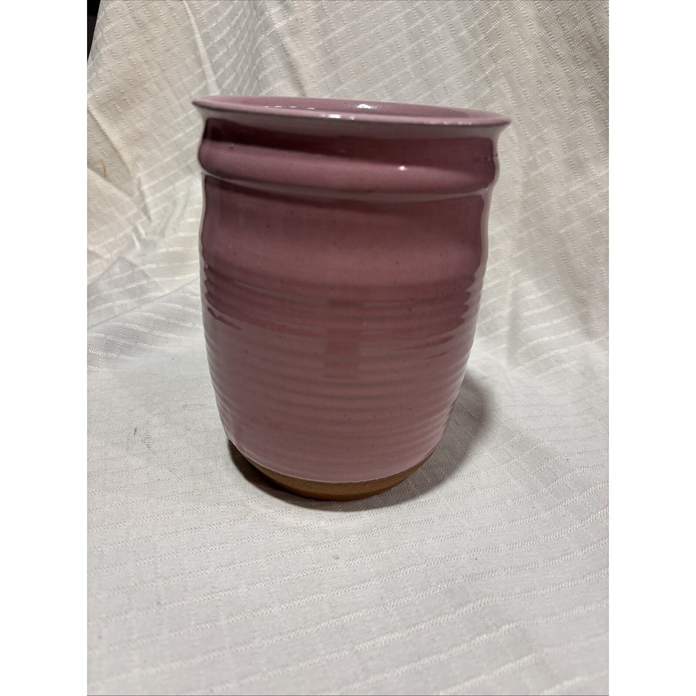 Vintage Signed pottery vase 6.5 In Tall Pink Marked Arrow Rock E. Collings‎ 92